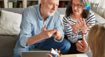 Couple talking about taxes