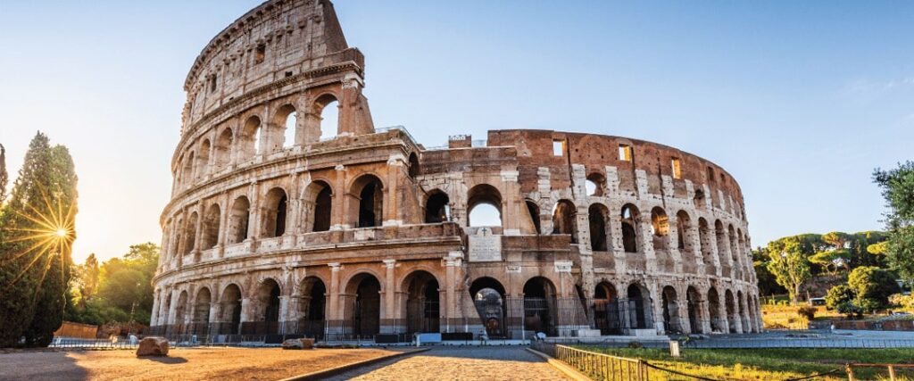 A beautiful image of the Colosseum in Rome, Italy, one of the top 10 travel destinations for seniors.