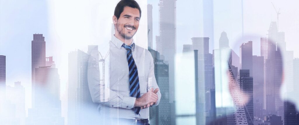 A man looking at a chart of investments and financial goals