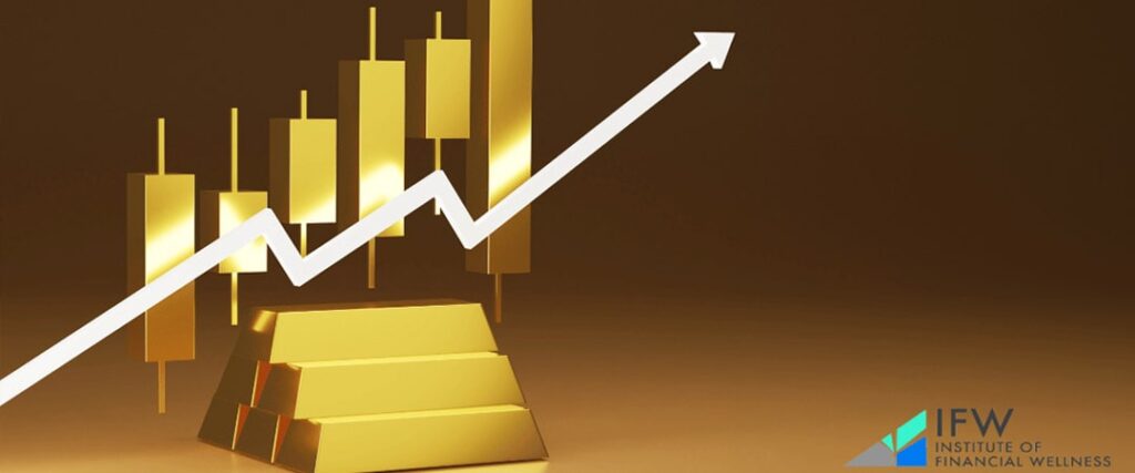 A graph showing the price volatility of gold over time