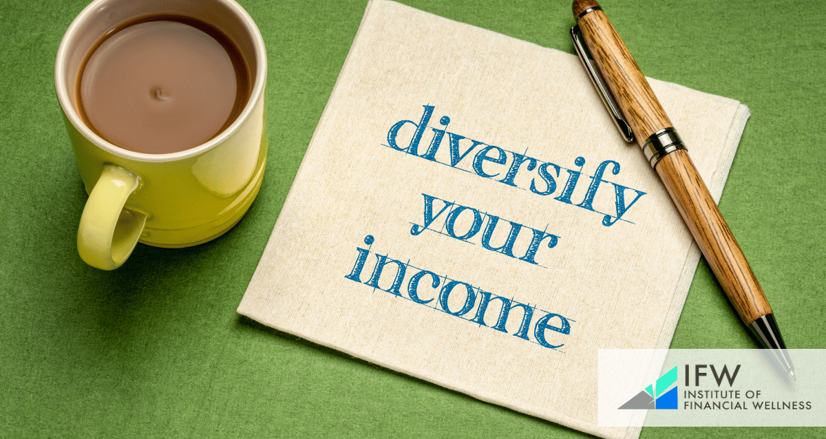 An image with a piece of text reading "diversify your income"