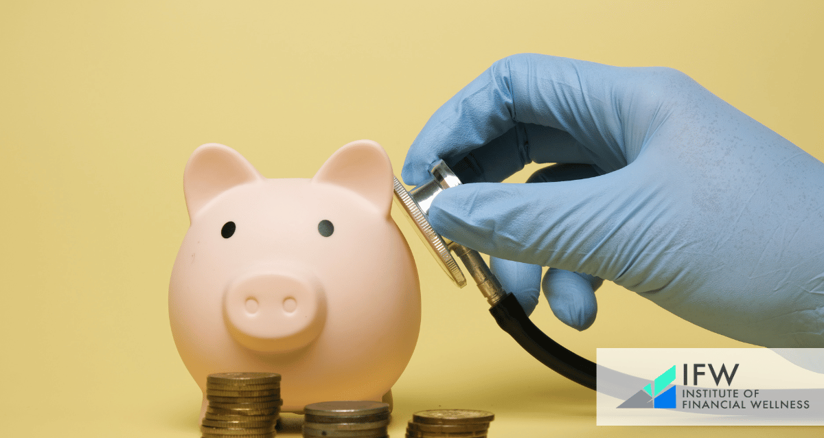 A person examining a piggy bank's health