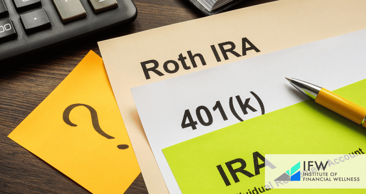 An image with documents indicating tax-advantaged retirement accounts