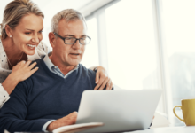 Elderly couple planning for retirement