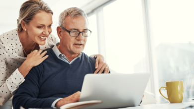 Elderly couple planning for retirement