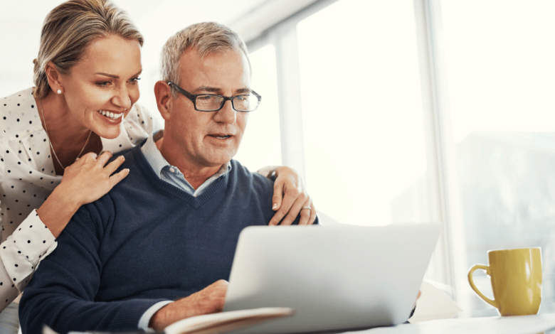 Elderly couple planning for retirement