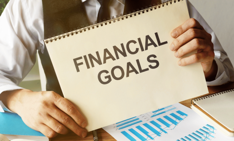 A sign saying financial goals