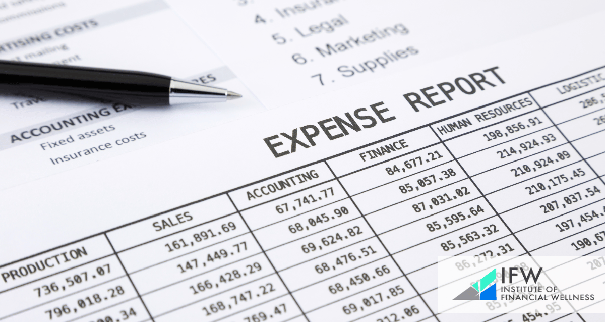 A document with an expense report