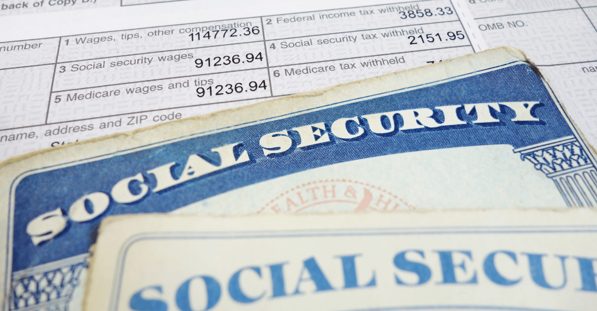 An image depicting Social Security cards and information. 