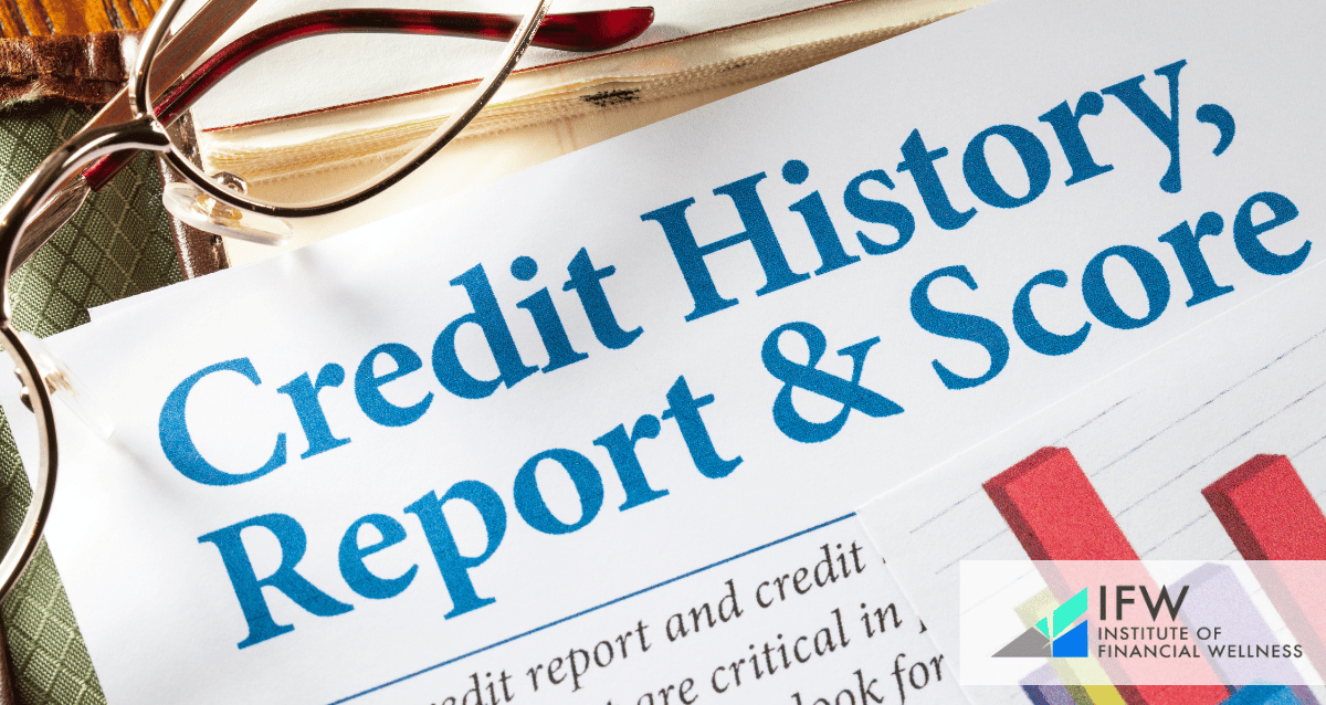 A photo of a document that reads "credit history, report & score"