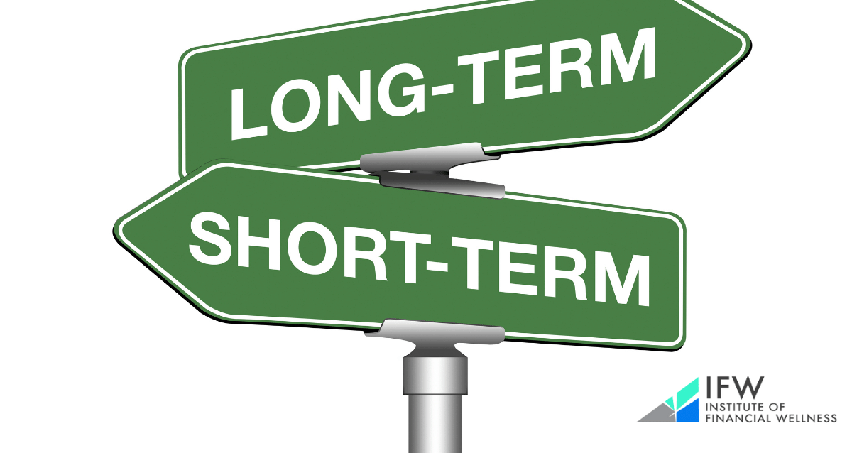 An image of two signs, one reads long term, the other reads short term