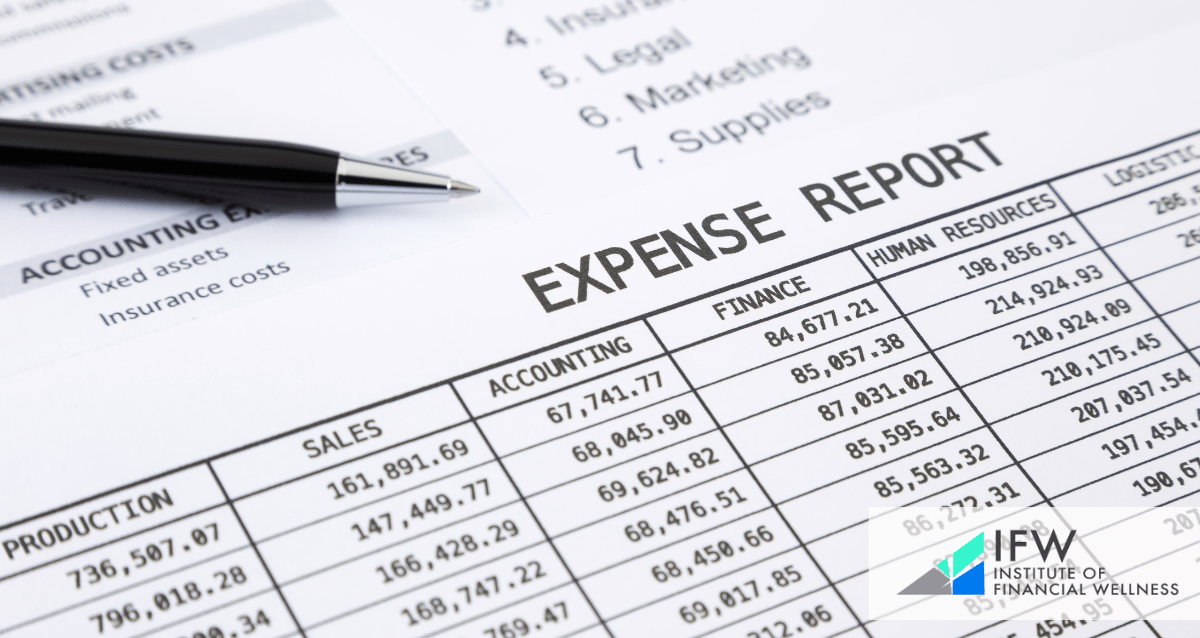 A document that reads "expense report"