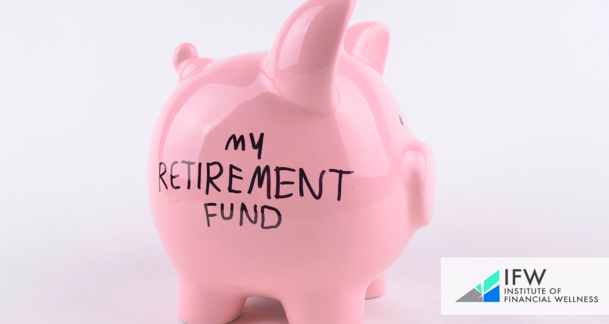 A piggy bank with the words: my retirement fund