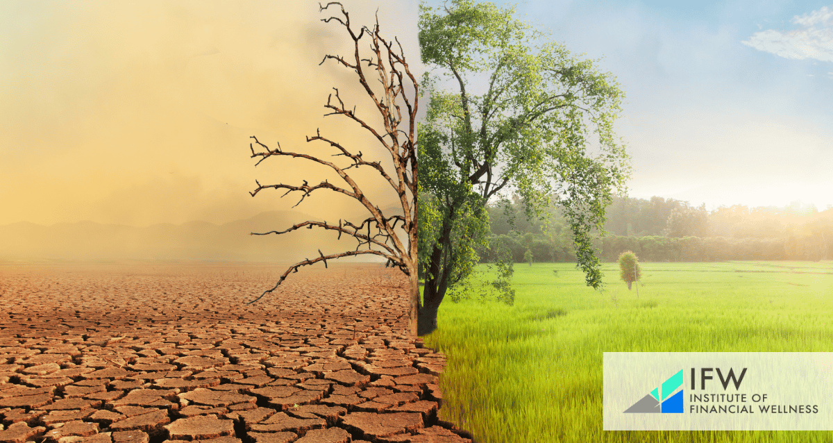 An image of a dry land versus green land