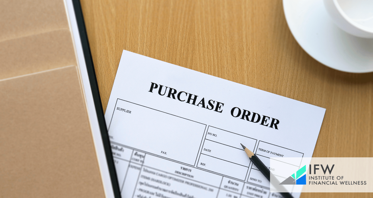 A photo of a form that reads "purchase order"