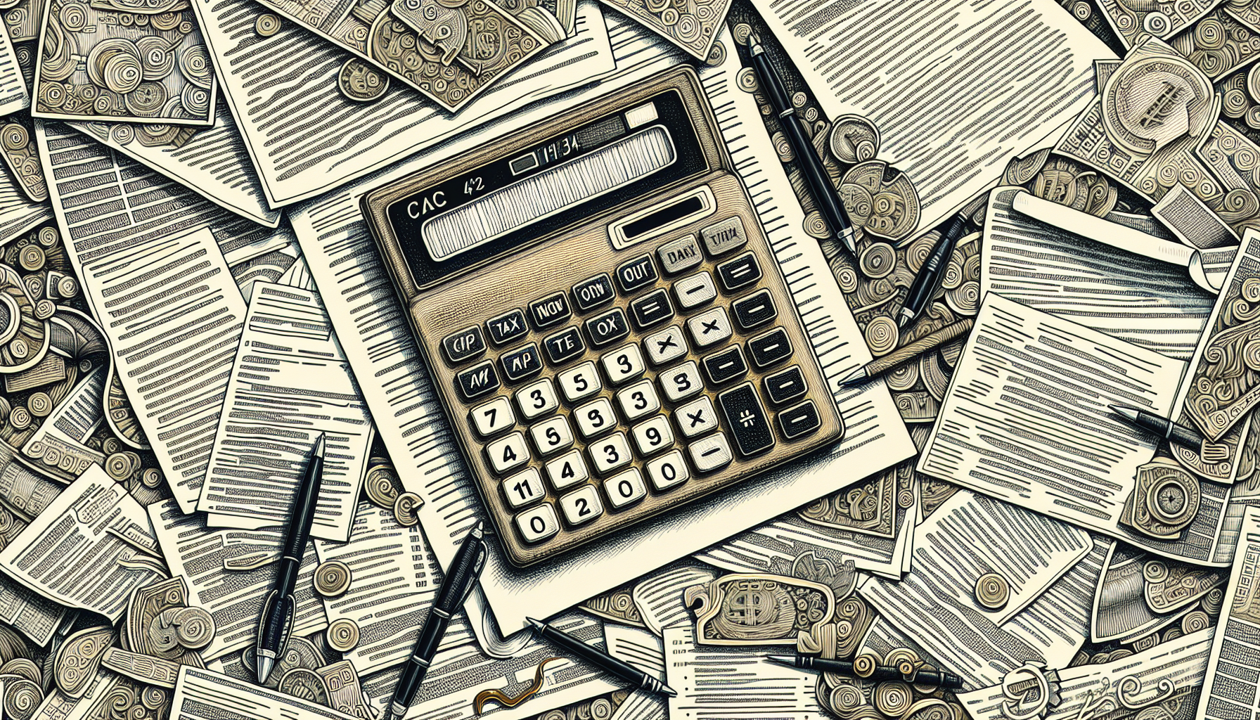 Illustration of financial documents and calculator