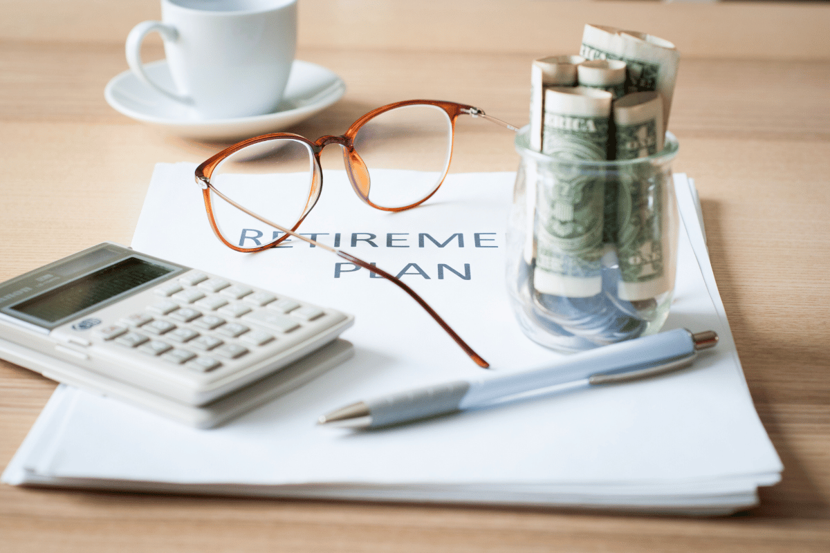 Financial plan for retirement on a desk