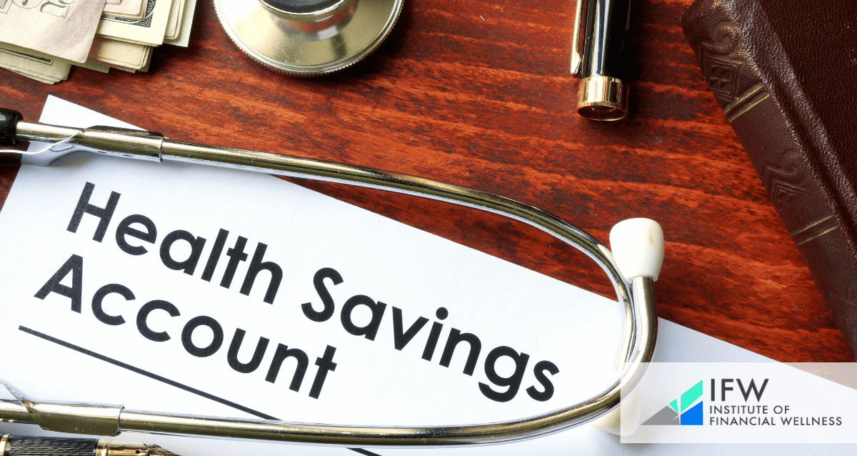 An image of a piece of paper that says "health savings account" and a sthetoscope