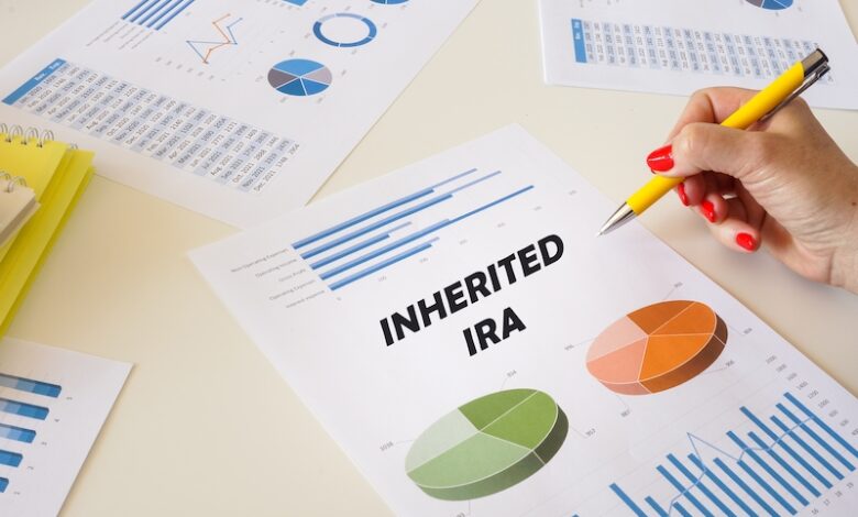 Business concept meaning INHERITED IRA with inscription on the financial document.