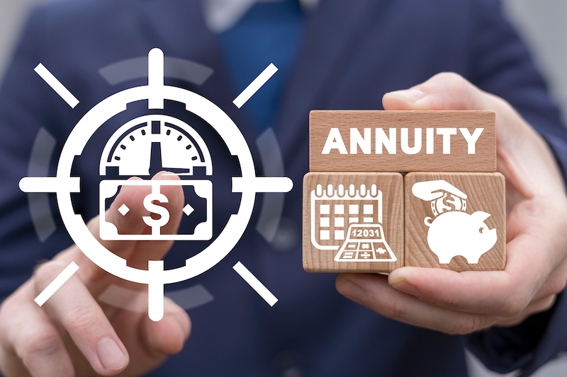 Financial concept of annuity. Annuities. Savings, insurance. Life annuity.