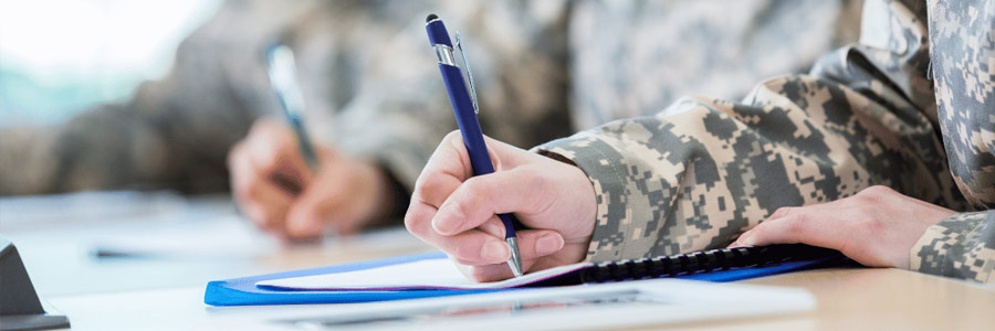 veterans filling out education benefits.